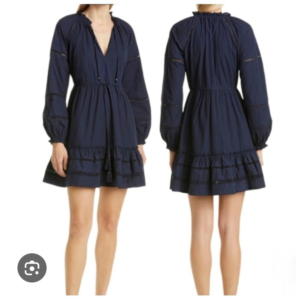 Veronica Beard Navy Long-Sleeve Mini Dress